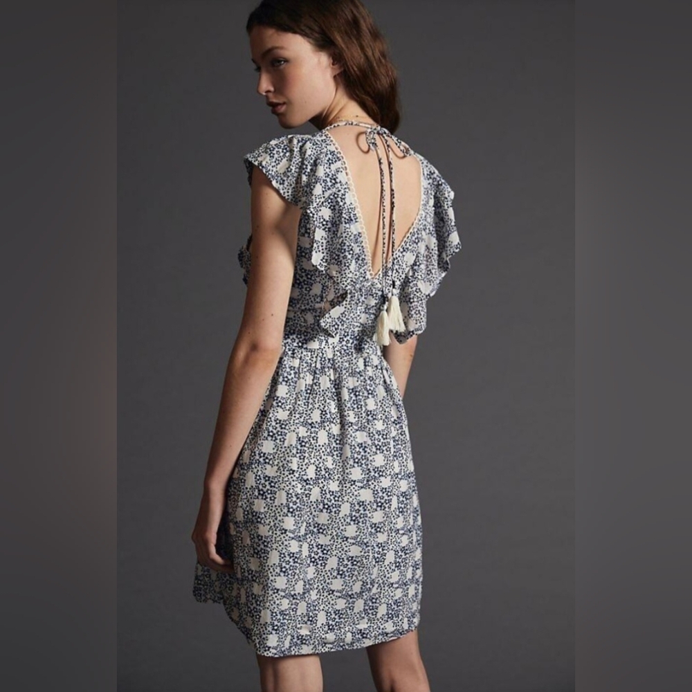 Anthropologie | BNWT Navy and White V-neck Dress, Size S